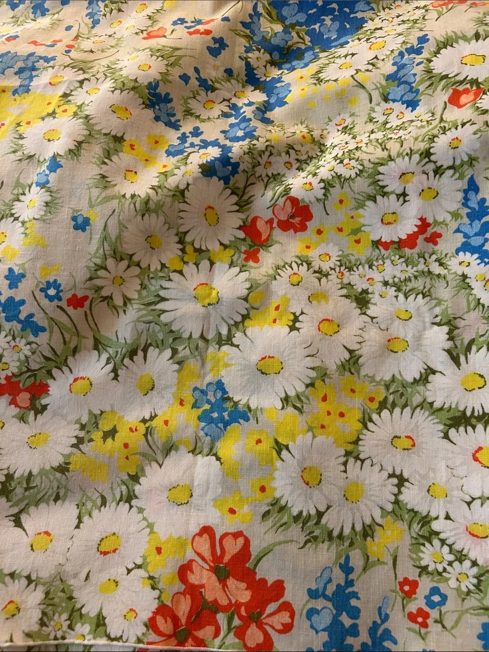 Vintage Mid Century Floral Square Tablecloth